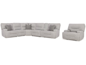 Acklen Place Pewter 6-Piece Power Reclining Sectional and Power Recliner - Ornate Home