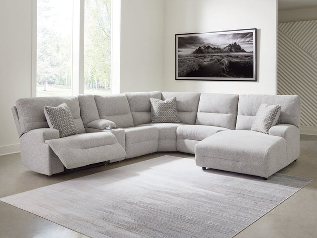 Acklen Place Pewter 6-Piece Power Reclining Sectional w/Chaise (Online Special Price) - Ornate Home