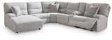 Acklen Place Pewter 6-Piece Power Reclining Sectional w/Chaise (Online Special Price) - Ornate Home