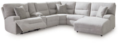 Acklen Place Pewter 6-Piece Right Power Reclining Sectional w/Chaise - Ornate Home