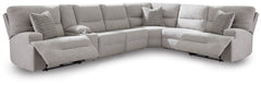 Acklen Place Pewter 7-Piece Power Sectional Reclining Sofa with Storage Console - Ornate Home