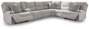 Acklen Place Pewter 7-Piece Power Sectional Reclining Sofa with Storage Console - Ornate Home