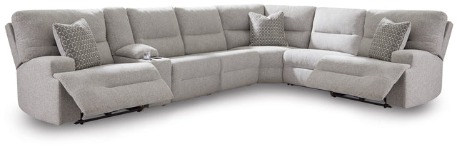 Acklen Place Pewter 7-Piece Power Sectional Reclining Sofa with Storage Console - Ornate Home