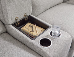 Acklen Place Pewter 7-Piece Power Sectional Reclining Sofa with Storage Console - Ornate Home