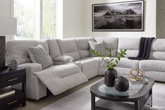 Acklen Place Pewter 7-Piece Power Sectional Reclining Sofa with Storage Console - Ornate Home