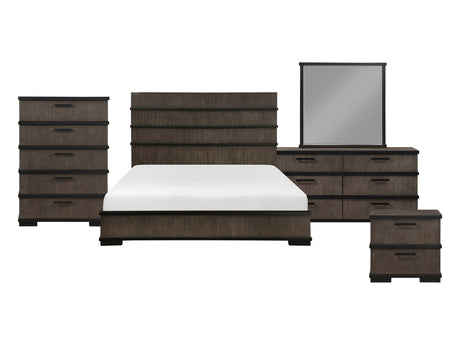 Acworth Brownish-Gray/Black 5-Piece Queen Bedroom Set - Ornate Home