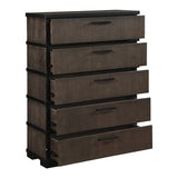 Acworth Brownish-Gray/Black 5-Piece Queen Bedroom Set - Ornate Home