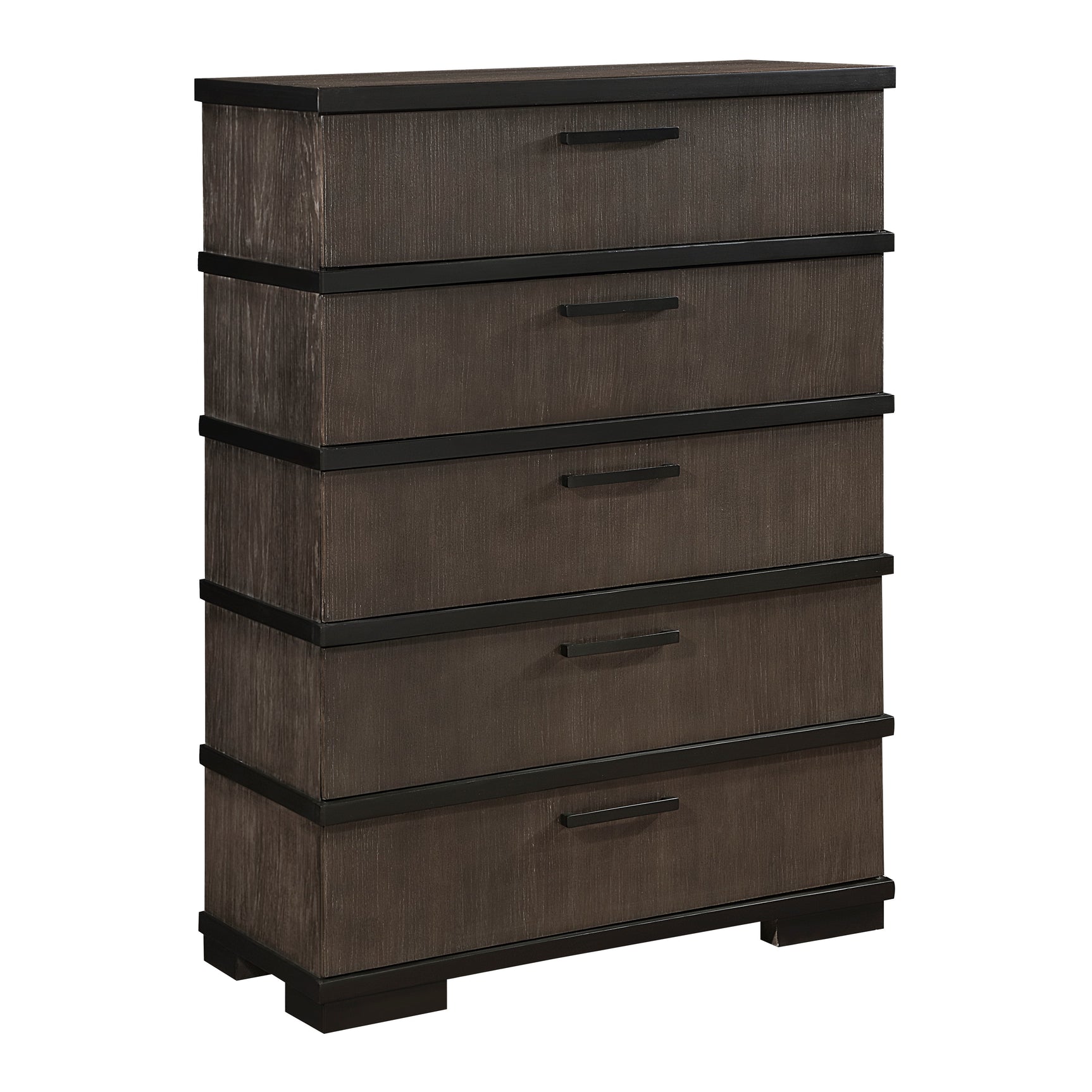 Acworth Brownish-Gray/Black 5-Piece Queen Bedroom Set - Ornate Home