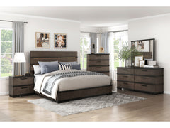 Acworth Brownish-Gray/Black 5-Piece Queen Bedroom Set - Ornate Home
