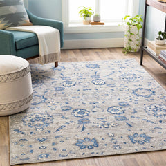 Adairsville Blue Floral Area Carpet - Clearance - Ornate Home