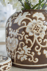 Adalham Brown/Cream Jar (Online Special Price) - Ornate Home
