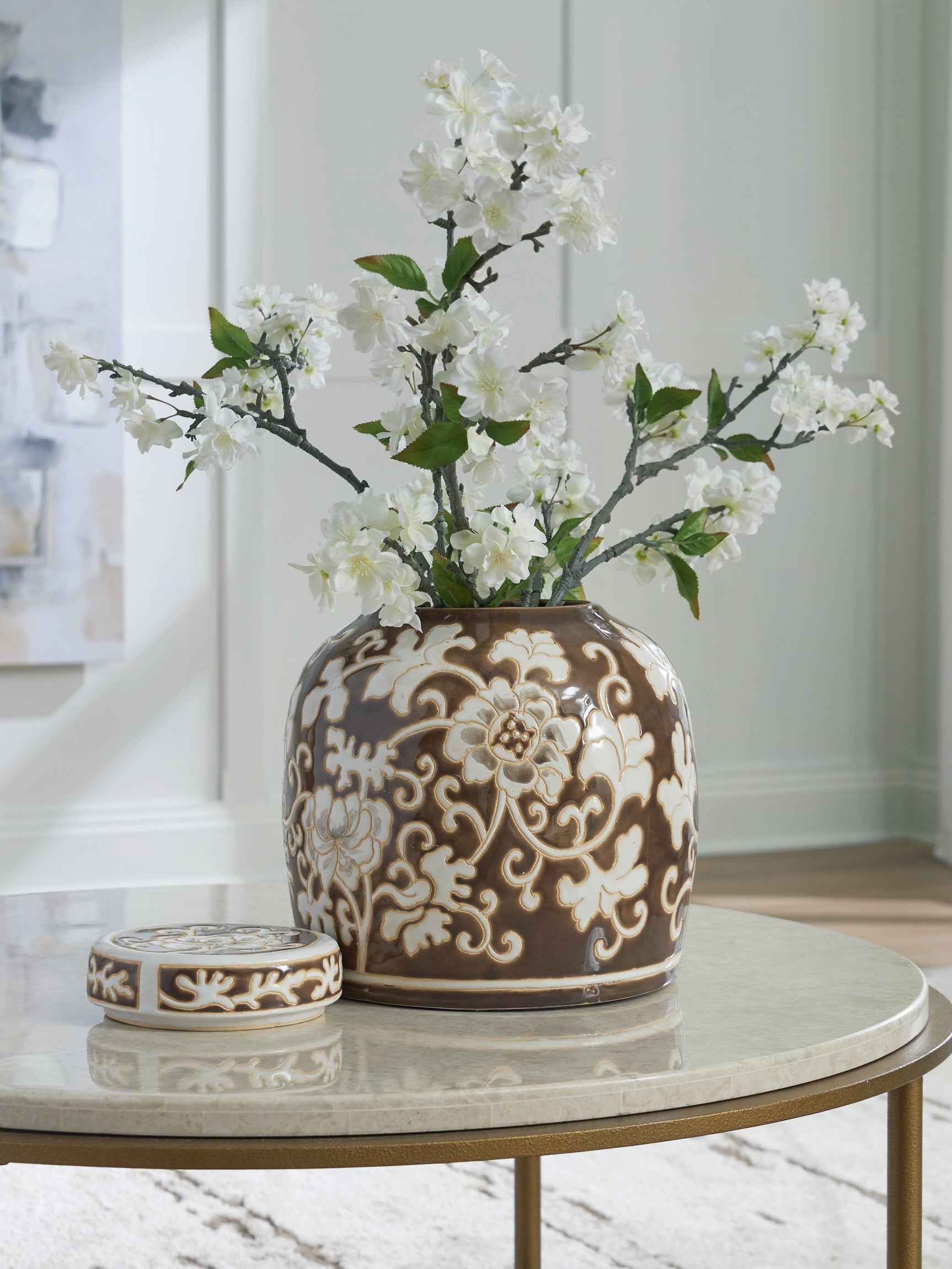 Adalham Brown/Cream Jar - Ornate Home