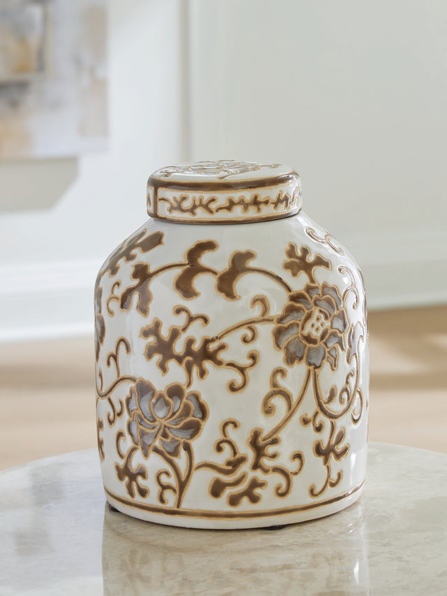 Adalham Cream/Brown Jar - Ornate Home