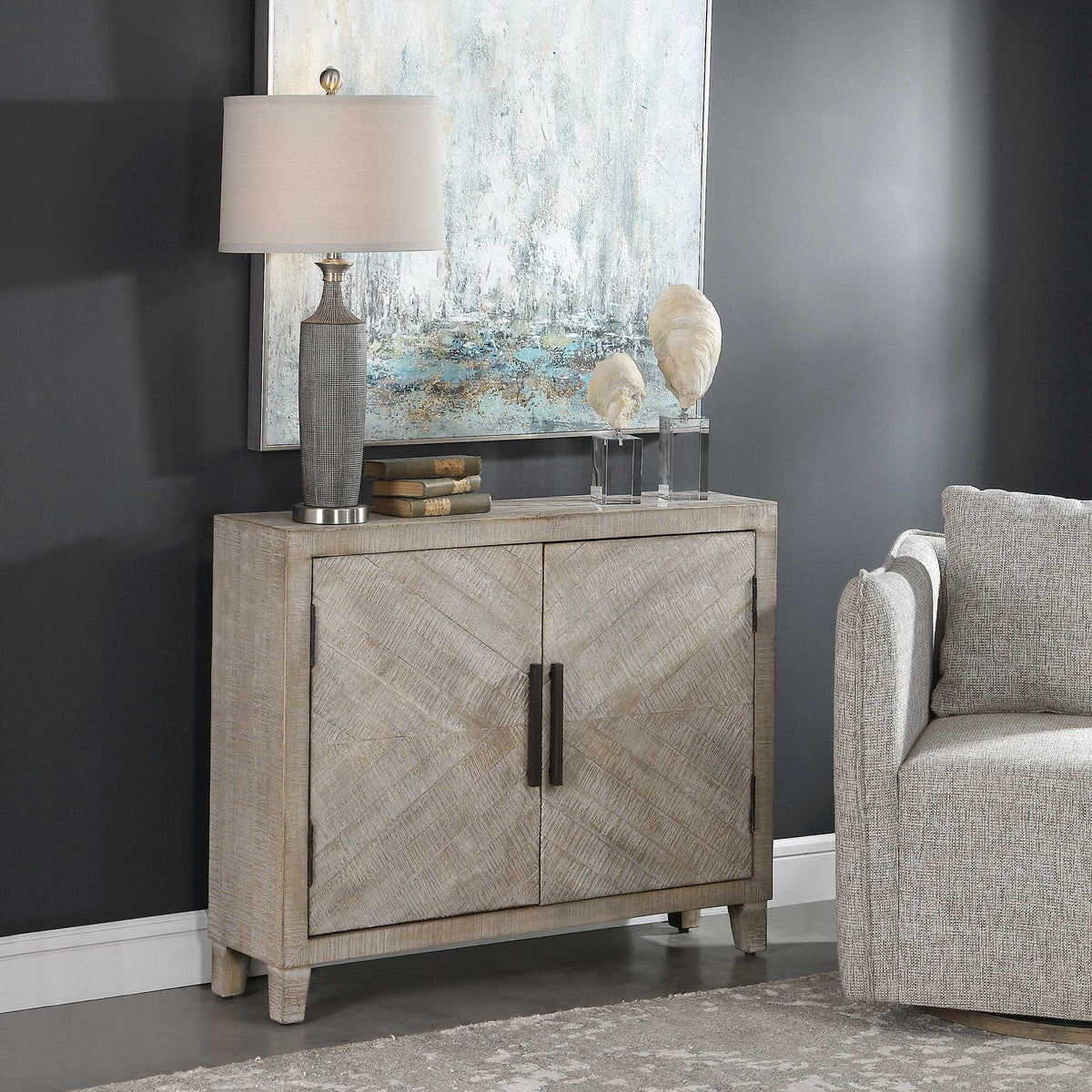 Adalind White Washed Accent Cabinet - Ornate Home