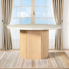 Adalynn Gray Round Dining Table W/Marble Top - Ornate Home