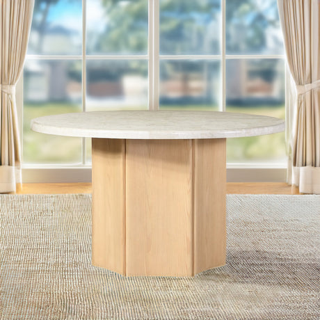 Adalynn Gray Round Dining Table W/Marble Top - Ornate Home