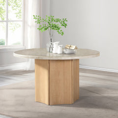 Adalynn Gray Round Dining Table W/Marble Top - Ornate Home