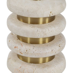 Adames Brass/White Travertine Drink Table - Ornate Home