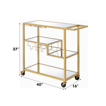 Adamsen Champagne & Mirror Serving Cart - Ornate Home