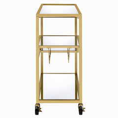 Adamsen Champagne & Mirror Serving Cart - Ornate Home