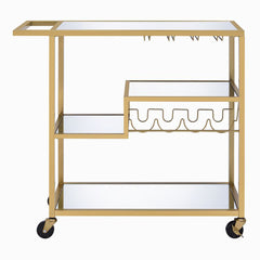 Adamsen Champagne & Mirror Serving Cart - Ornate Home