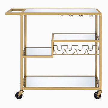 Adamsen Champagne & Mirror Serving Cart - Ornate Home