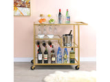 Adamsen Champagne & Mirror Serving Cart - Ornate Home