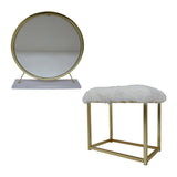 Adao White/Brass Vanity Mirror & Stool - Ornate Home