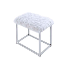 Adao White/Chrome Vanity Mirror & Stool - Ornate Home