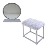 Adao White/Chrome Vanity Mirror & Stool - Ornate Home