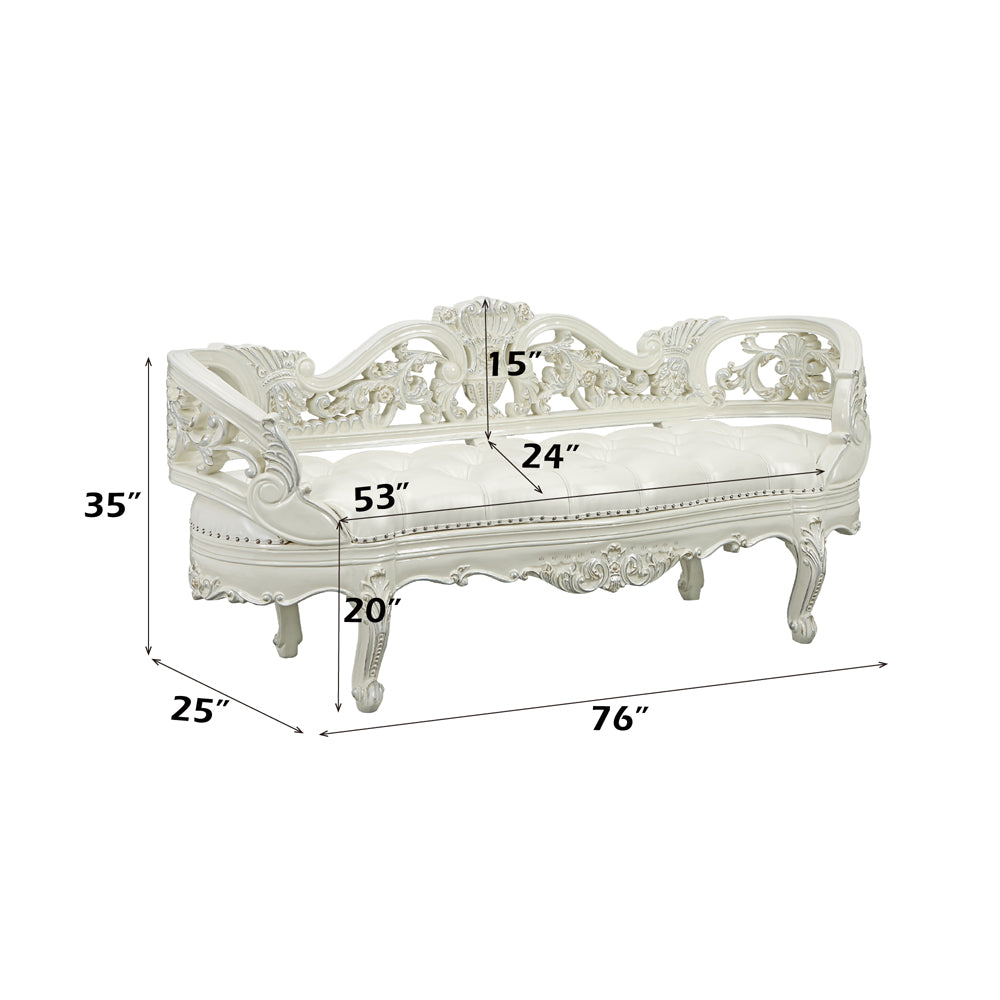 Adara Antique White Bench - Ornate Home