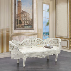 Adara Antique White Bench - Ornate Home