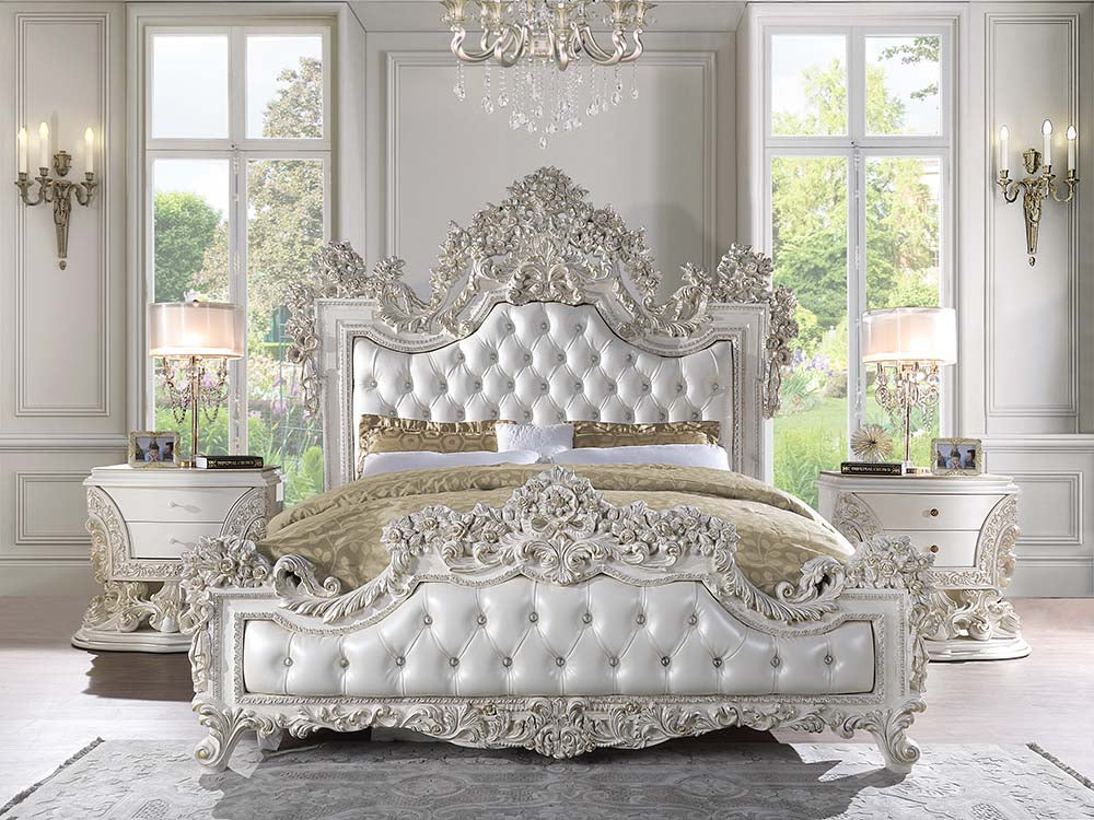 Adara Antique White Eastern King Bed - Ornate Home