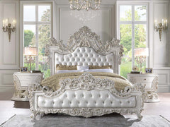 Adara Antique White Eastern King Bed - Ornate Home