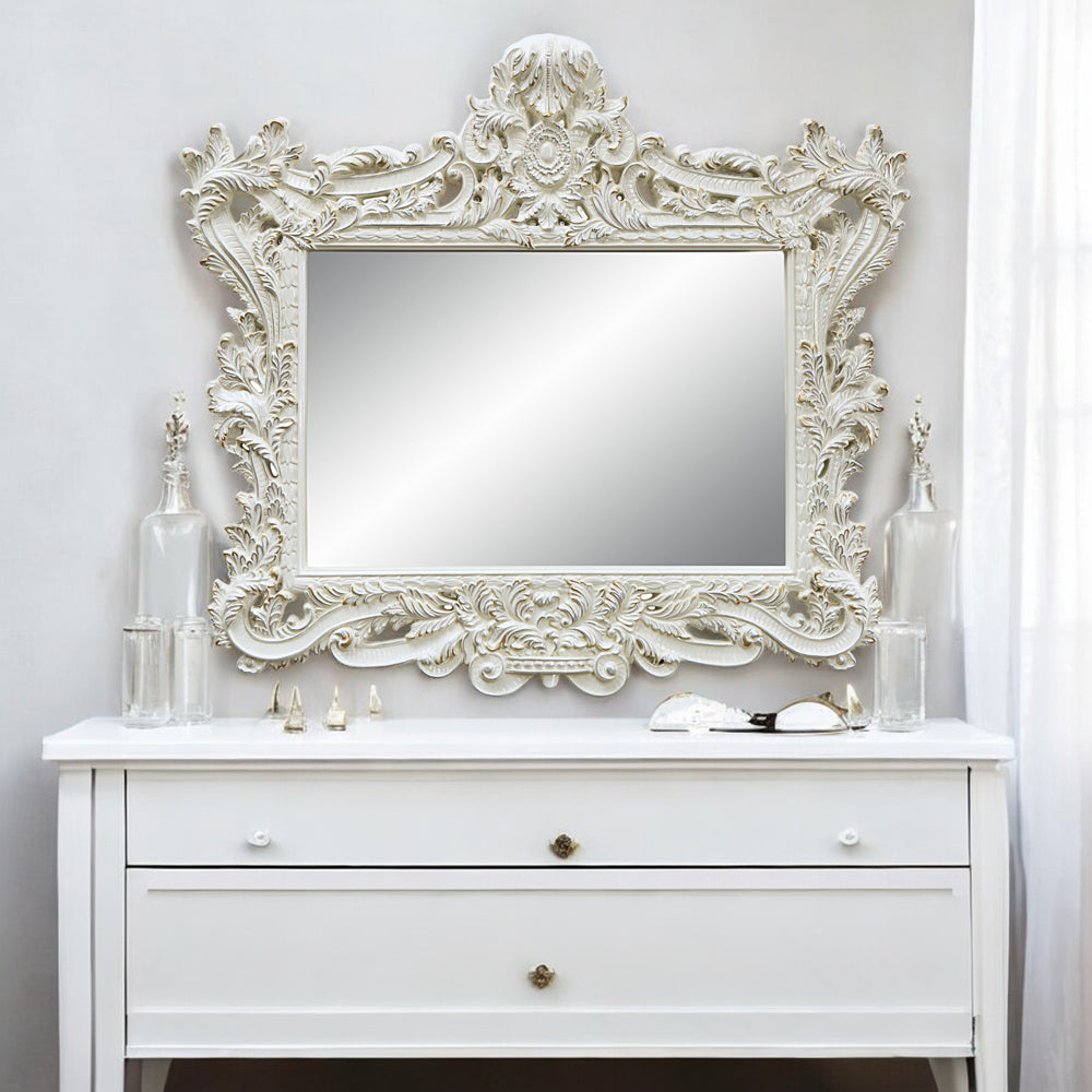 Adara Antique White Mirror - Ornate Home
