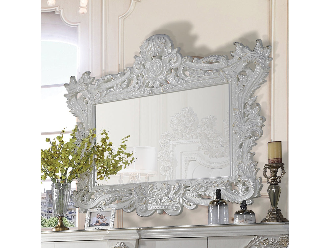 Adara Antique White Mirror - Ornate Home
