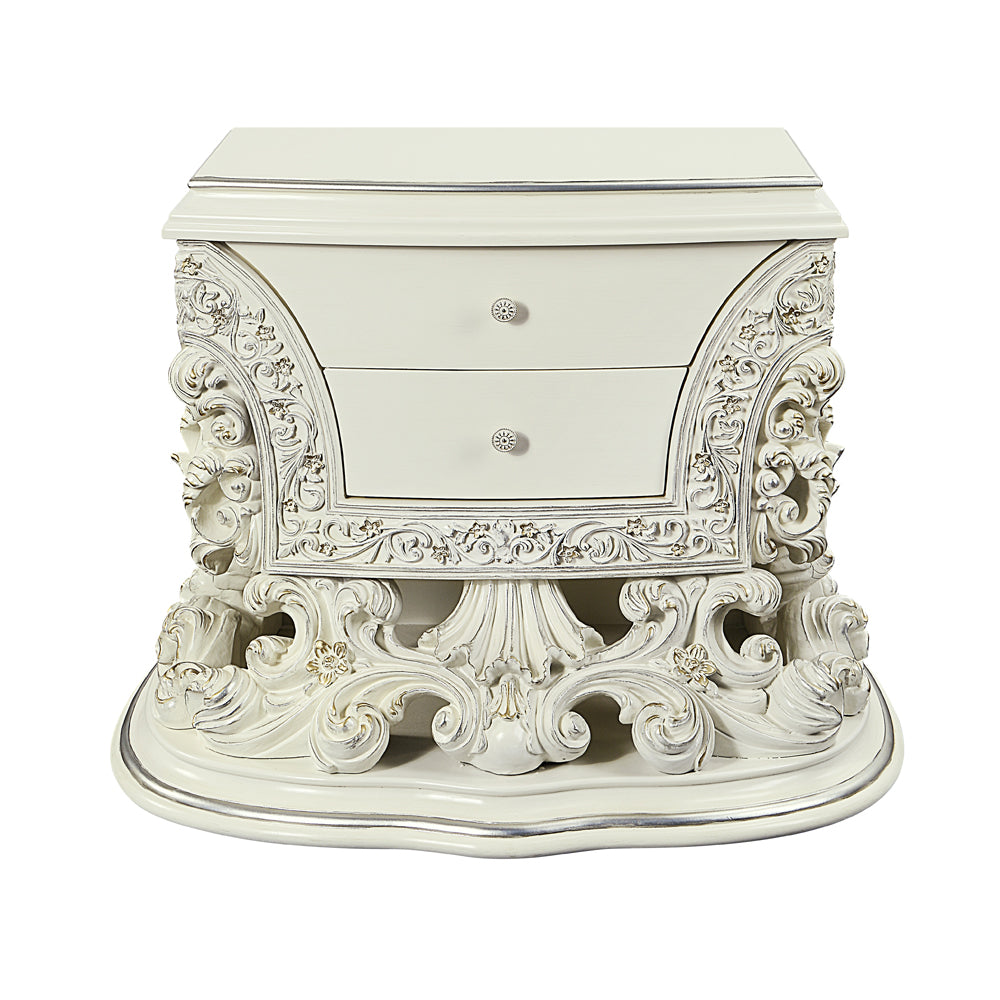 Adara Antique White Nightstand - Ornate Home
