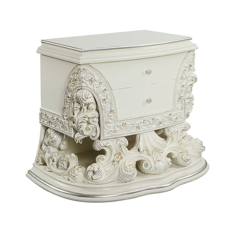 Adara Antique White Nightstand - Ornate Home