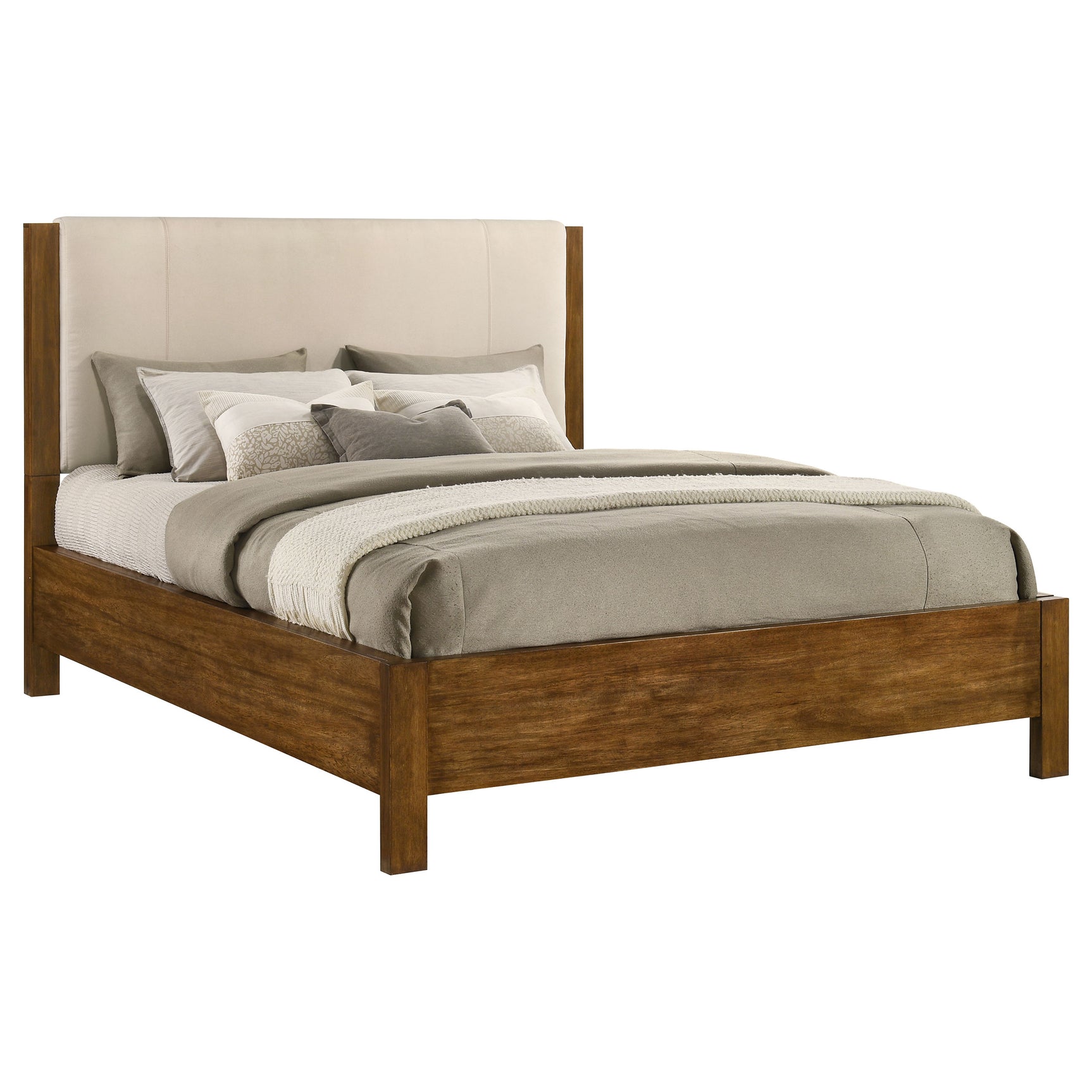Adderley Cream/Warm Brown California King Wood Panel Bed - Ornate Home