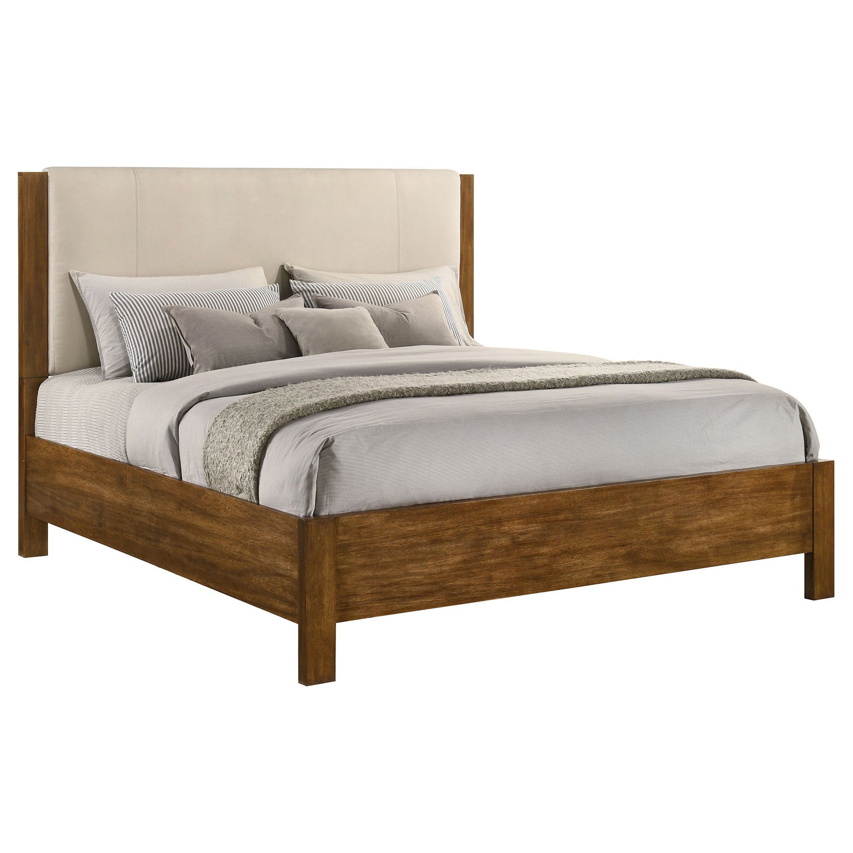 Adderley Cream/Warm Brown Eastern King Wood Panel Bed - Ornate Home