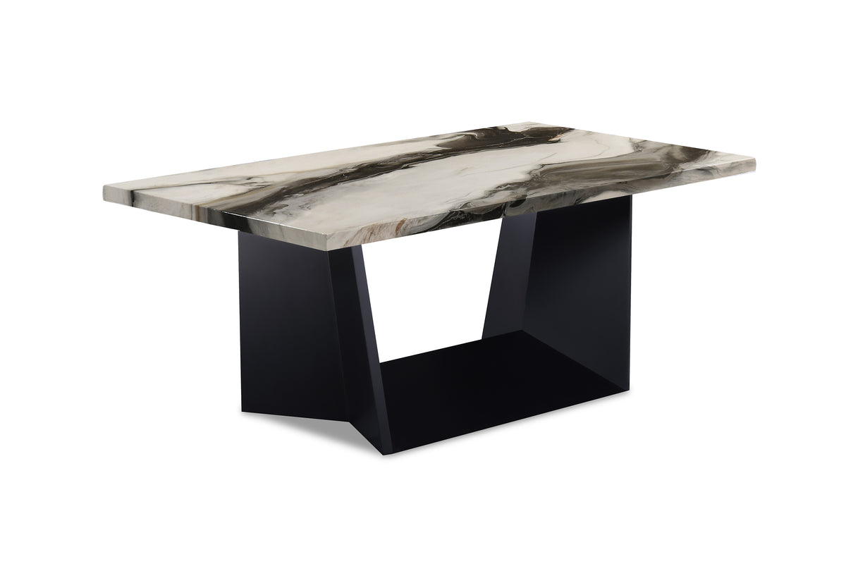 Adea Black/White/Brown Faux Marble 3-Piece Coffee Table Set - Ornate Home