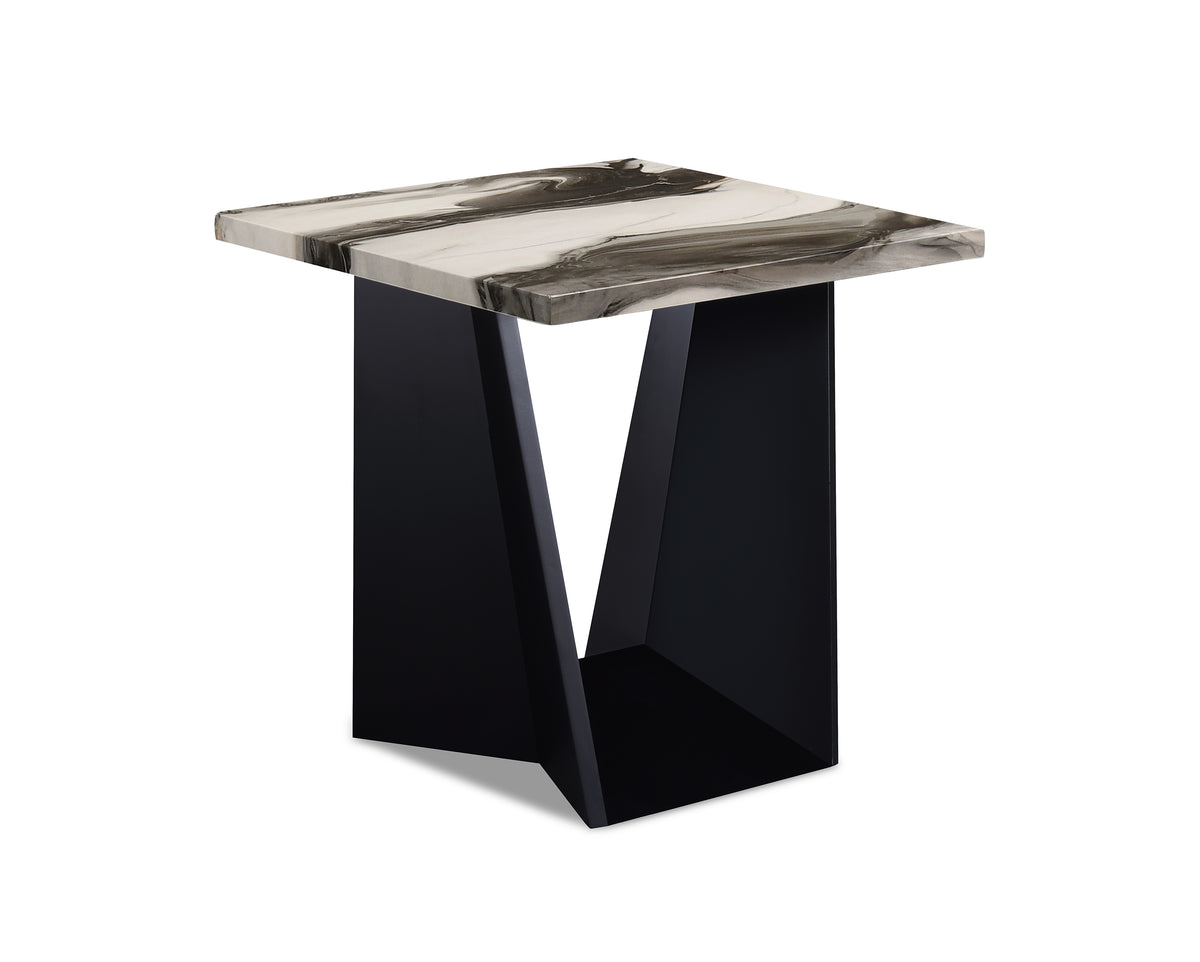 Adea Black/White/Brown Faux Marble 3-Piece Coffee Table Set - Ornate Home