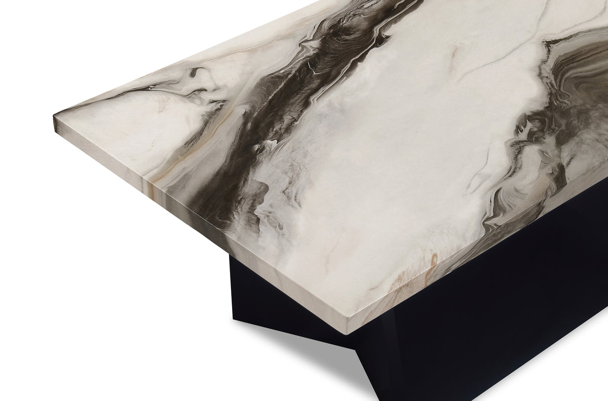 Adea Black/White/Brown Faux Marble 3-Piece Coffee Table Set - Ornate Home