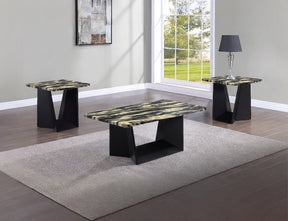 Adea Gold/Black Faux Marble 3-Piece Coffee Table Set - Ornate Home