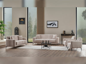 Adela Cream 3-pieces (Sofa & Loveseat & Chair) Living Room Set - Ornate Home