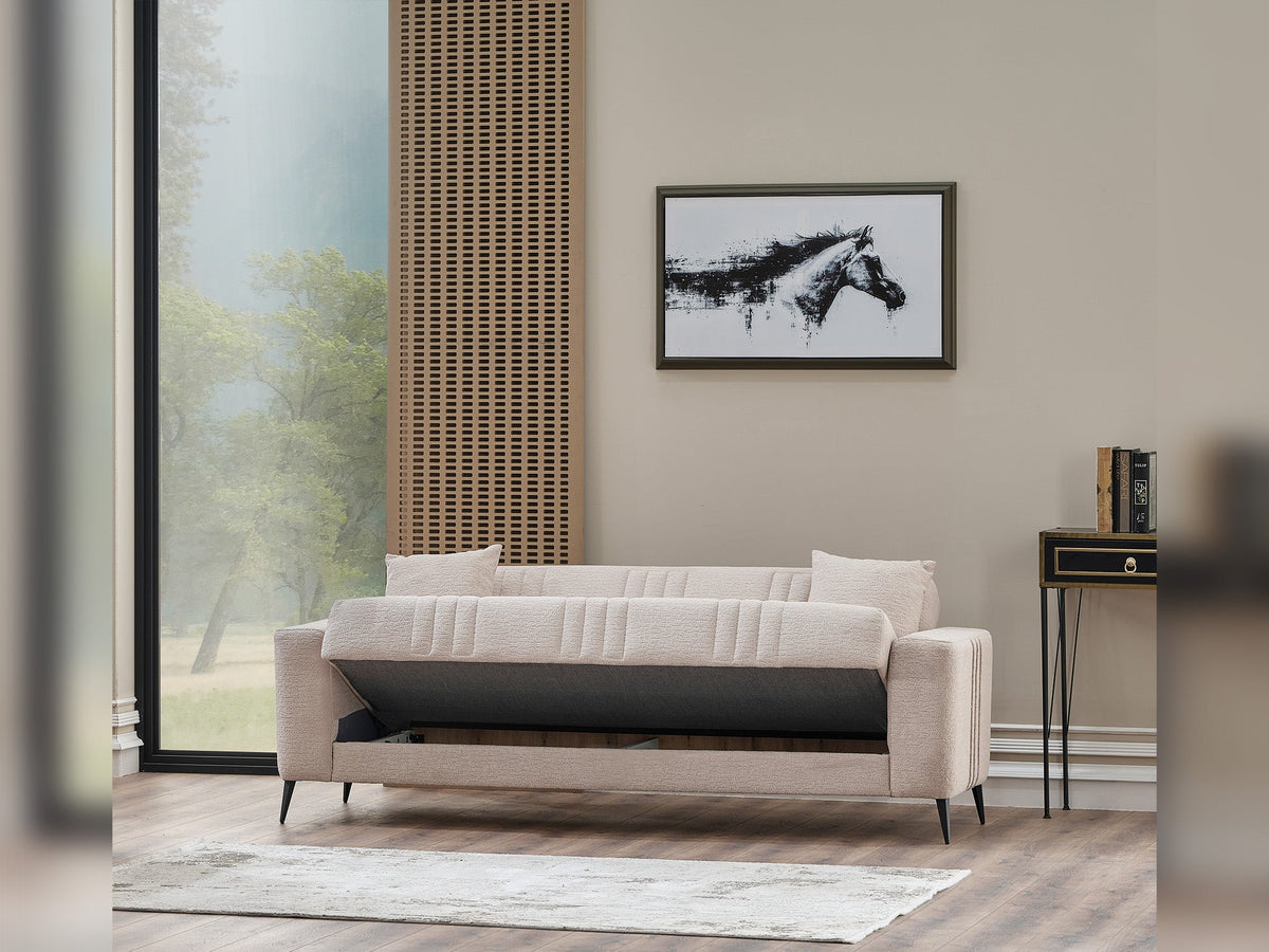 Adela Cream Convertible Sofa - Ornate Home