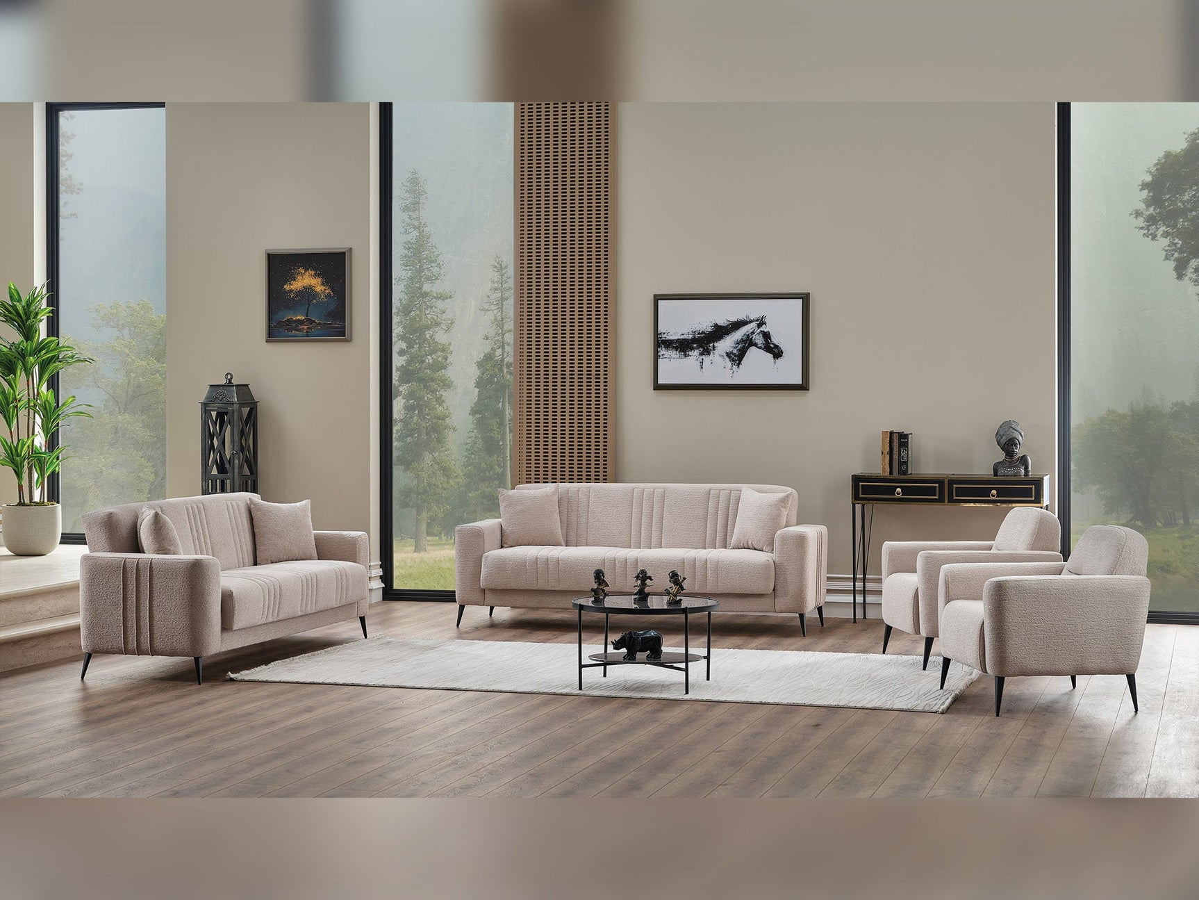 Adela Cream Convertible Sofa