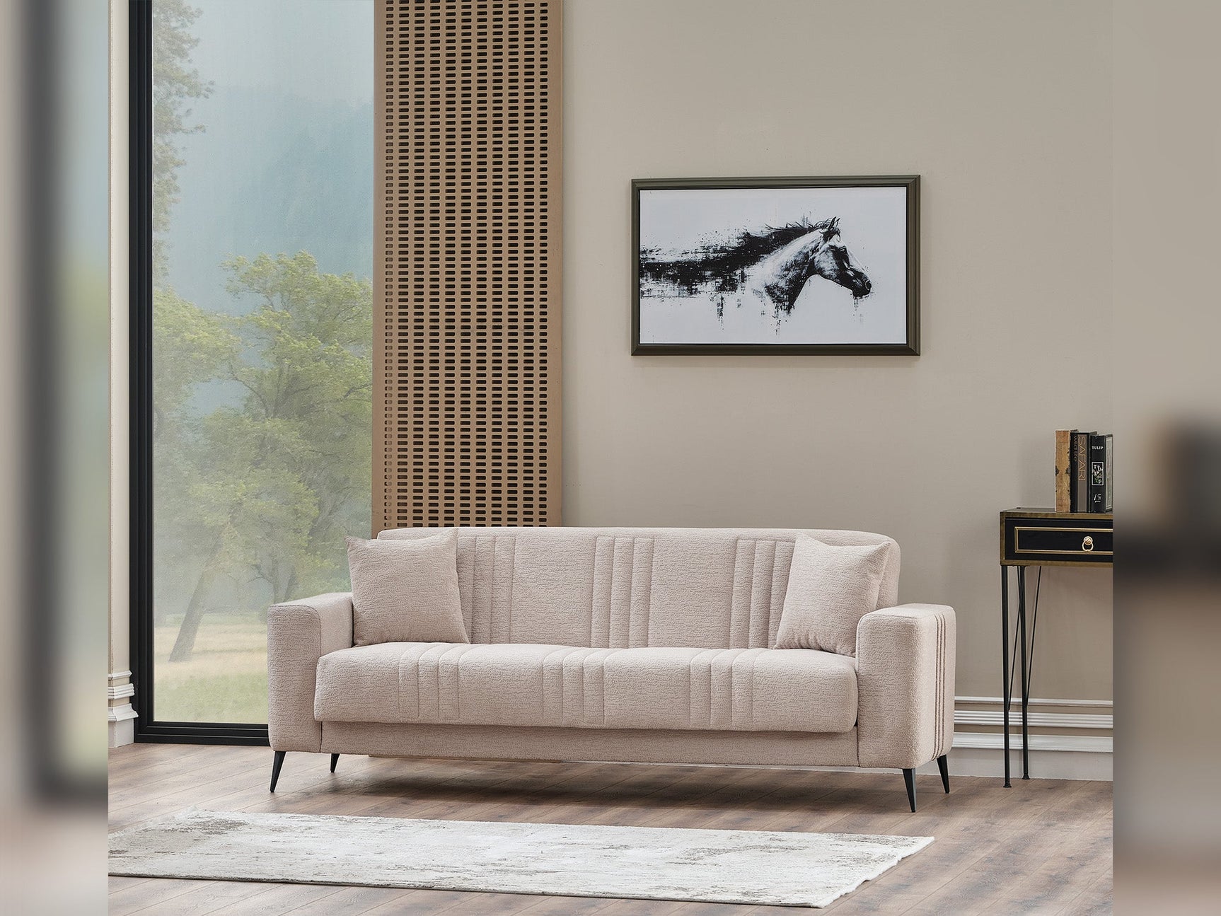 Adela Cream Convertible Sofa
