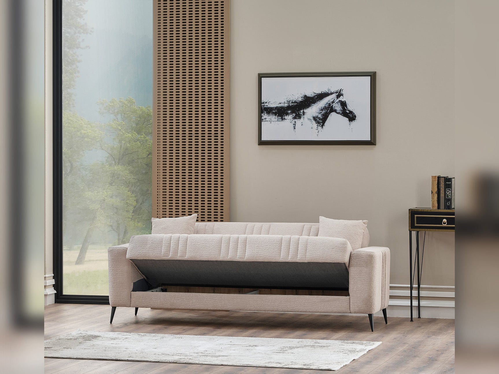 Adela Cream Convertible Sofa