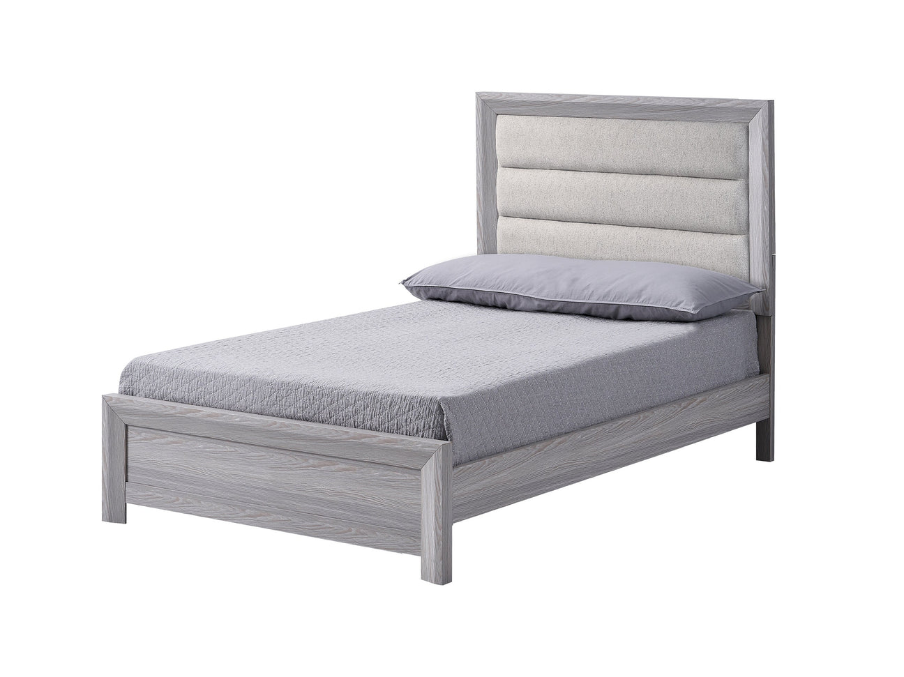 Adelaide Driftwood Twin Upholstered Panel Bed - Ornate Home